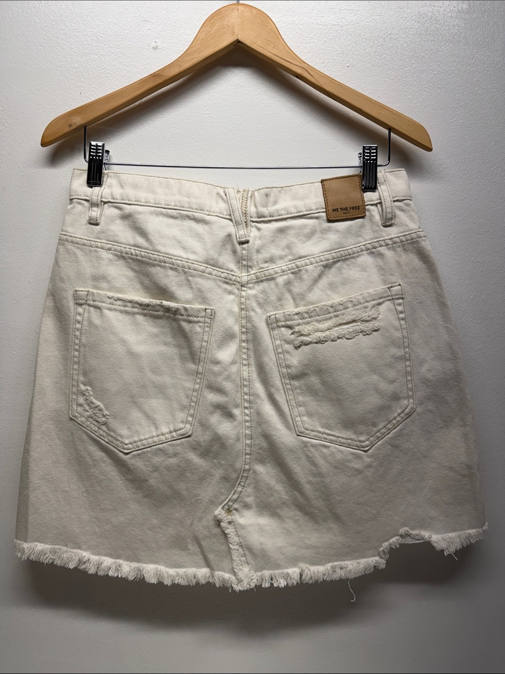 We The Free Brea Cutoff Skirt Midi Cotton Distressed Denim Button Fly White 30 - Picture 4 of 10